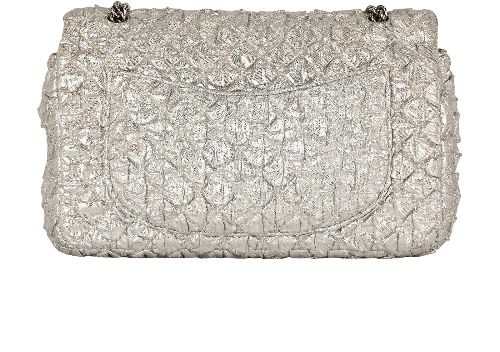 Metallic Small Double Flap, &pound;2,200, Handbags, Silver, Fabric/Leather, Back view